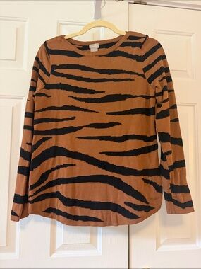 Chico's Brown and Black Tiger Stripe Long-Sleeve Top
